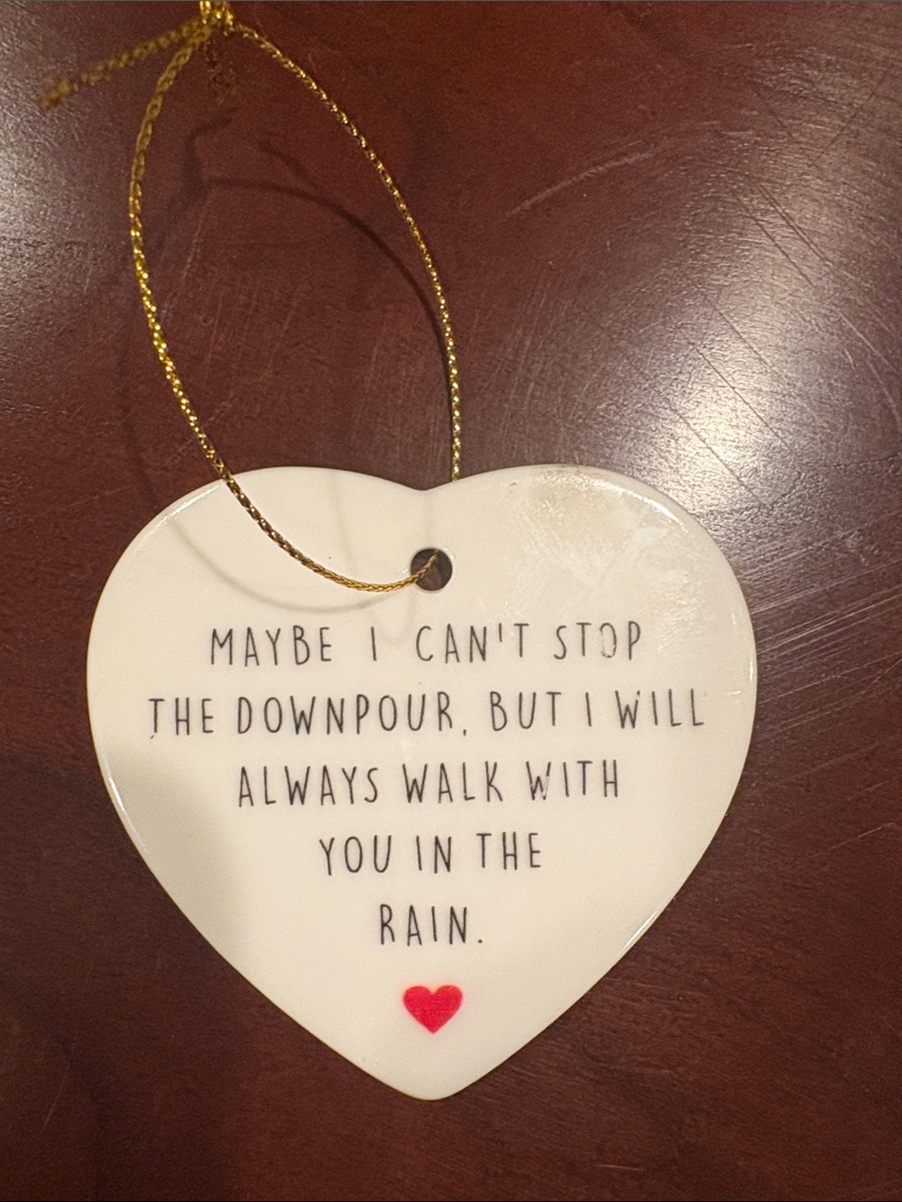 Heart Hanging Decor with Sentimental Quote - White and Red